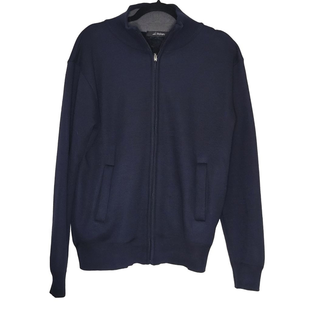 Men's Picken Navy Gray Zip Up Sweater Large